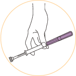 ①スミレ色の部分すべてが膣内に入るように、ゆっくり挿入してください。